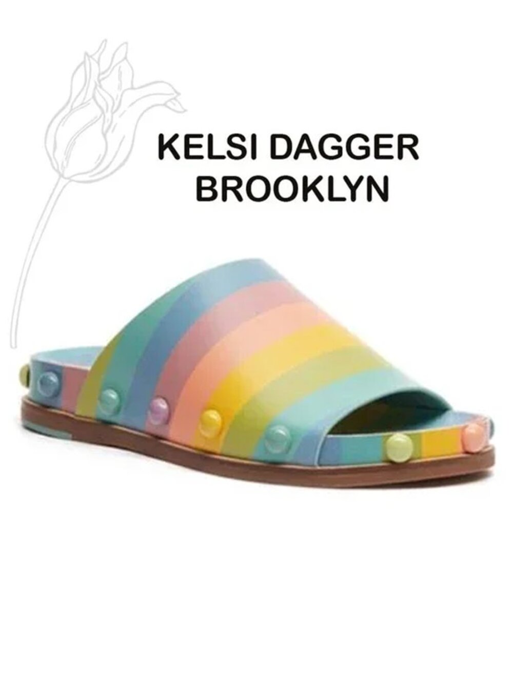 KELSI DAGGER BROOKLYN Squish Slide Sandal In Rainbow Multi Leather